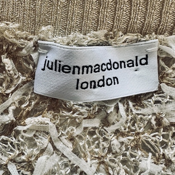JULIEN MACDONALD ivory and gold ribbon knit cardigan - Picture 6 of 8